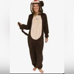 Secret Treasures Adult Small Plush Monkey Pajamas Halloween costume Brown Onesie